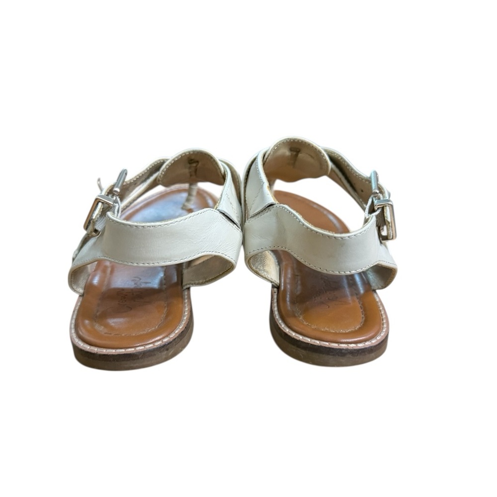 Crown Vintage Beige Off White Leather Sandals Paxley Silvertone Hardware Size 6 - Picture 4 of 7